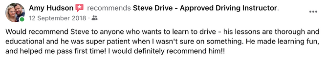 automatic driving instruction. driving lessons, Canvey Island, Driving Instructor, Insured, professional, nervous drivers, no experience, student passes driving test, female driving instruction facebook 5 star review