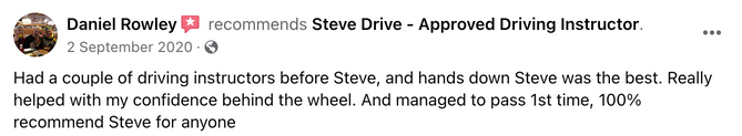 automatic driving instruction. driving lessons, Canvey Island, Driving Instructor, Insured, professional, nervous drivers, no experience, student passes driving test, female driving instruction facebook 5 star review