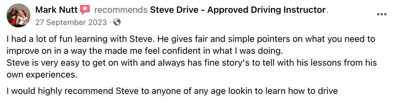 automatic driving instruction. driving lessons, Canvey Island, Driving Instructor, Insured, professional, nervous drivers, no experience, student passes driving test, female driving instruction facebook 5 star review